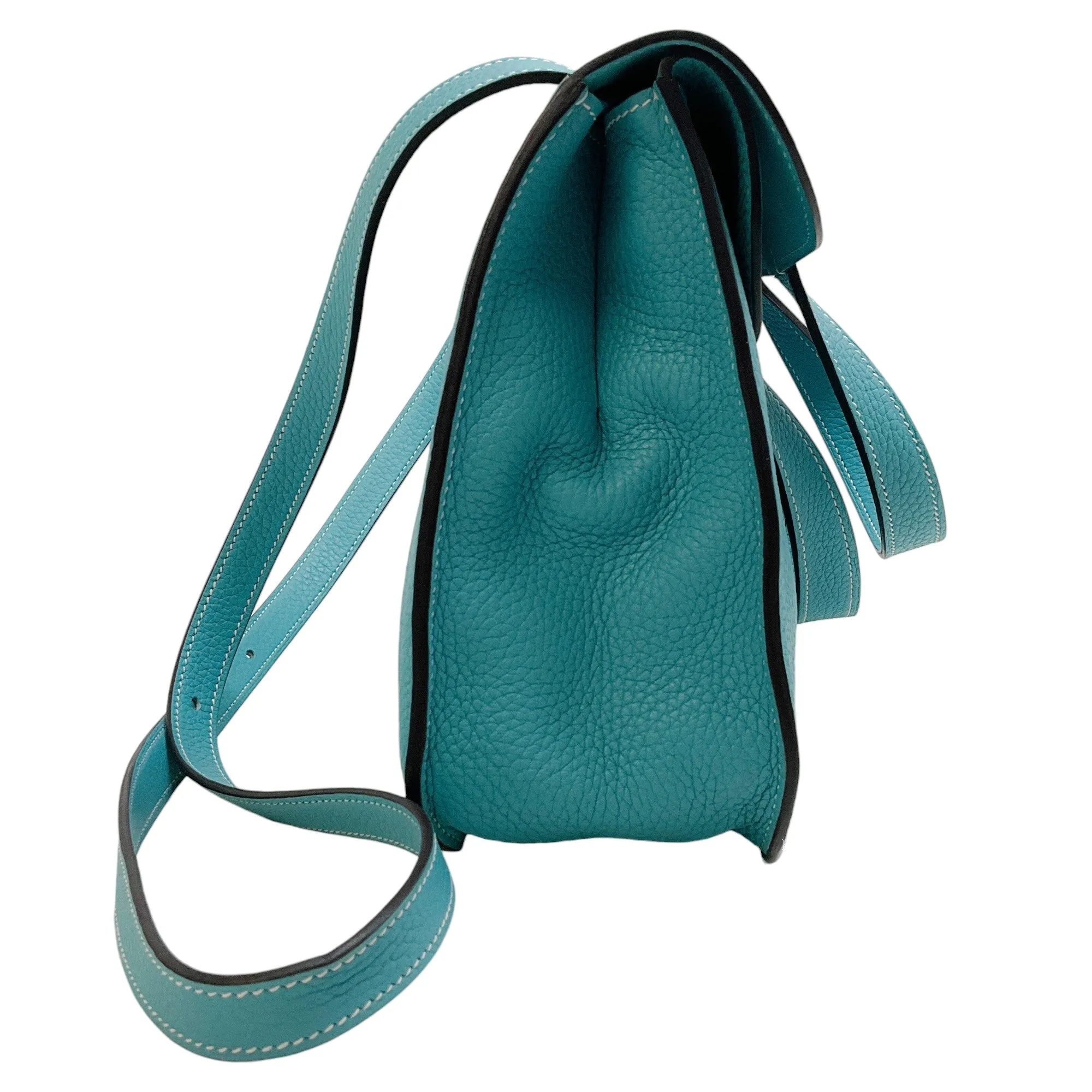 Hermes Hazlan 31 GM Handbag in Blue Clemence Leather