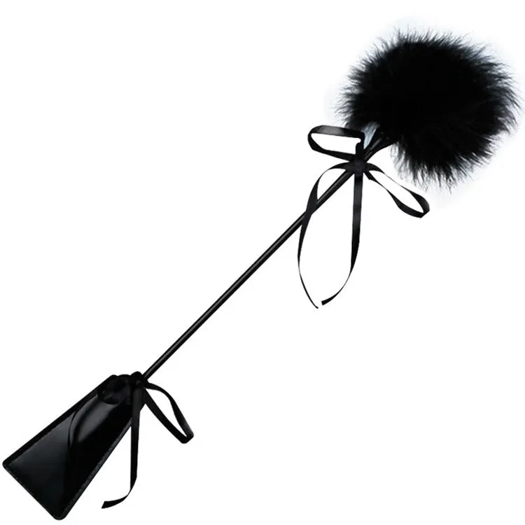 Interactive Leather Feather Cat Teaser Stick P-5014 - Durable Pet Play Accessory