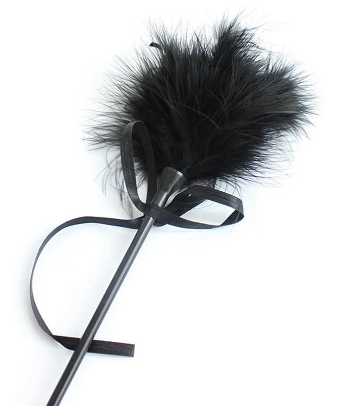 Interactive Leather Feather Cat Teaser Stick P-5014 - Durable Pet Play Accessory