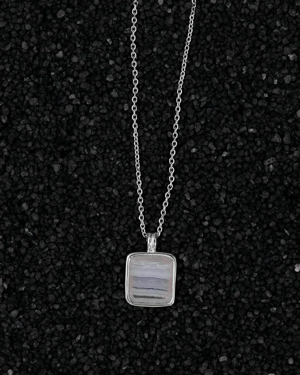 Kirstin Ash Blue Lace Agate Pendant ( Sterling Silver)
