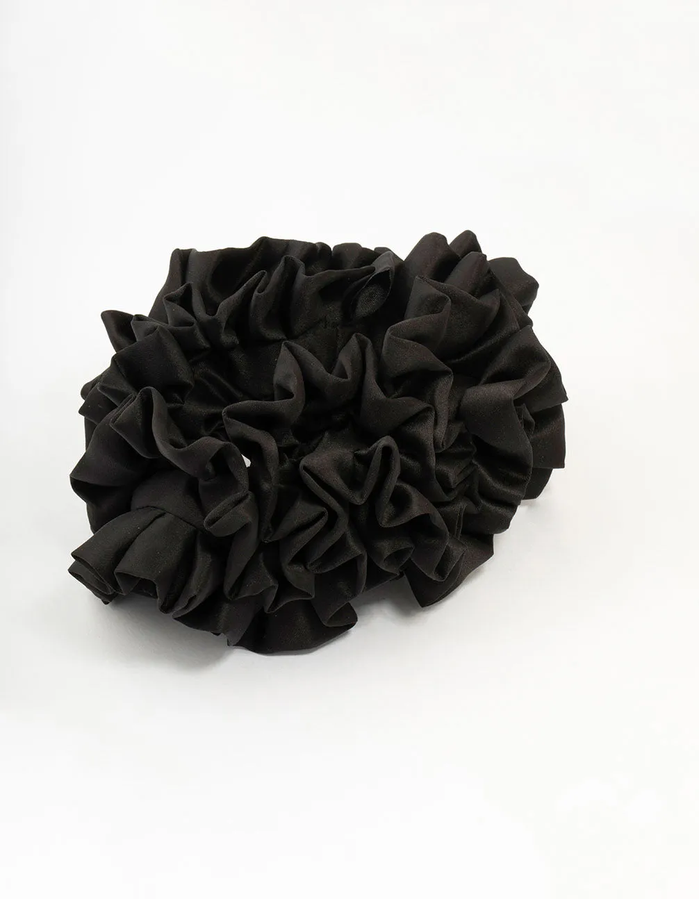 Large Black Ruffle Fabric Scrunchie