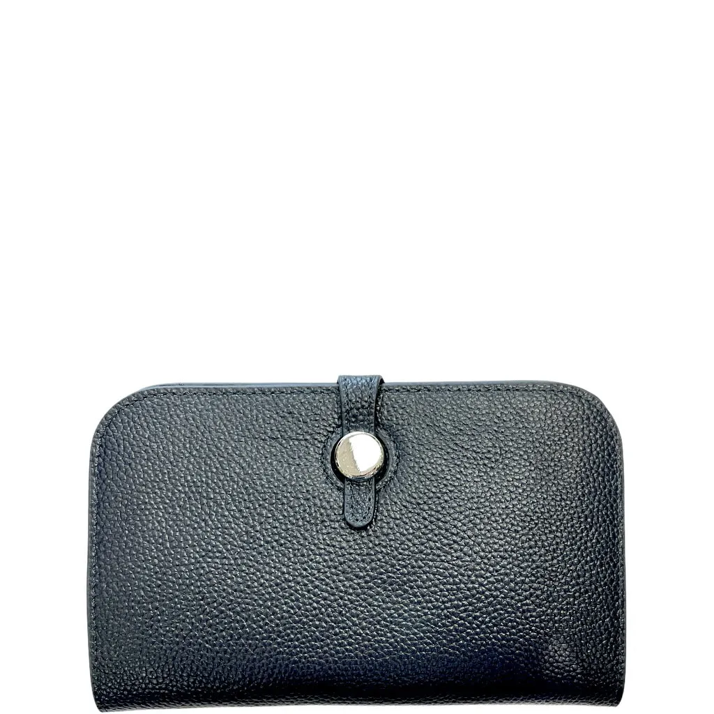 Large Leather Wallet with Buckle Closure
