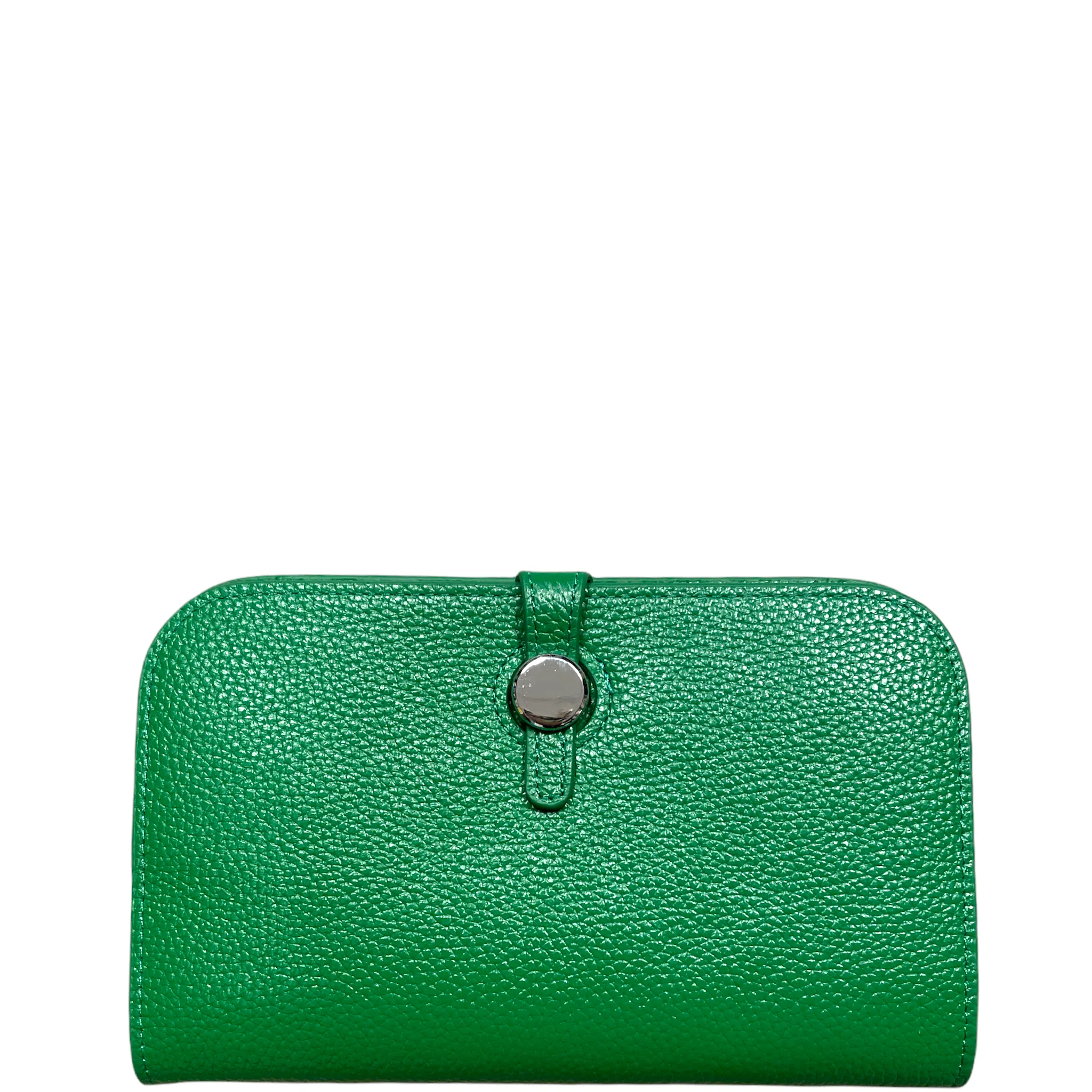 Large Leather Wallet with Buckle Closure