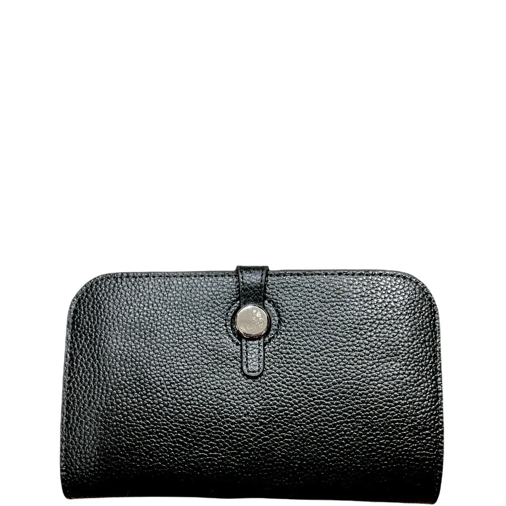 Large Leather Wallet with Buckle Closure