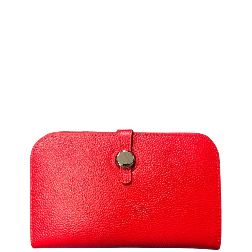 Large Leather Wallet with Buckle Closure