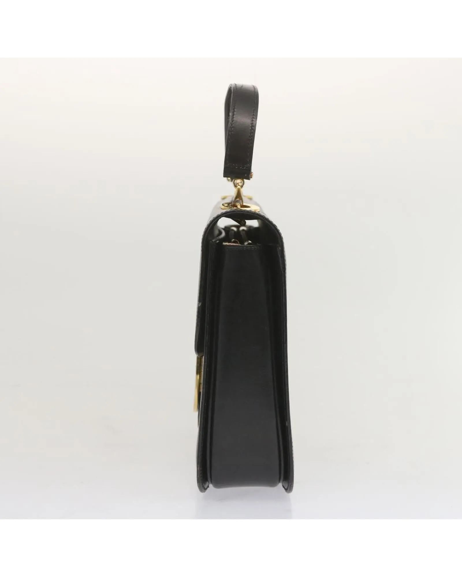 Leather Circle Hand Bag in Black by Celine