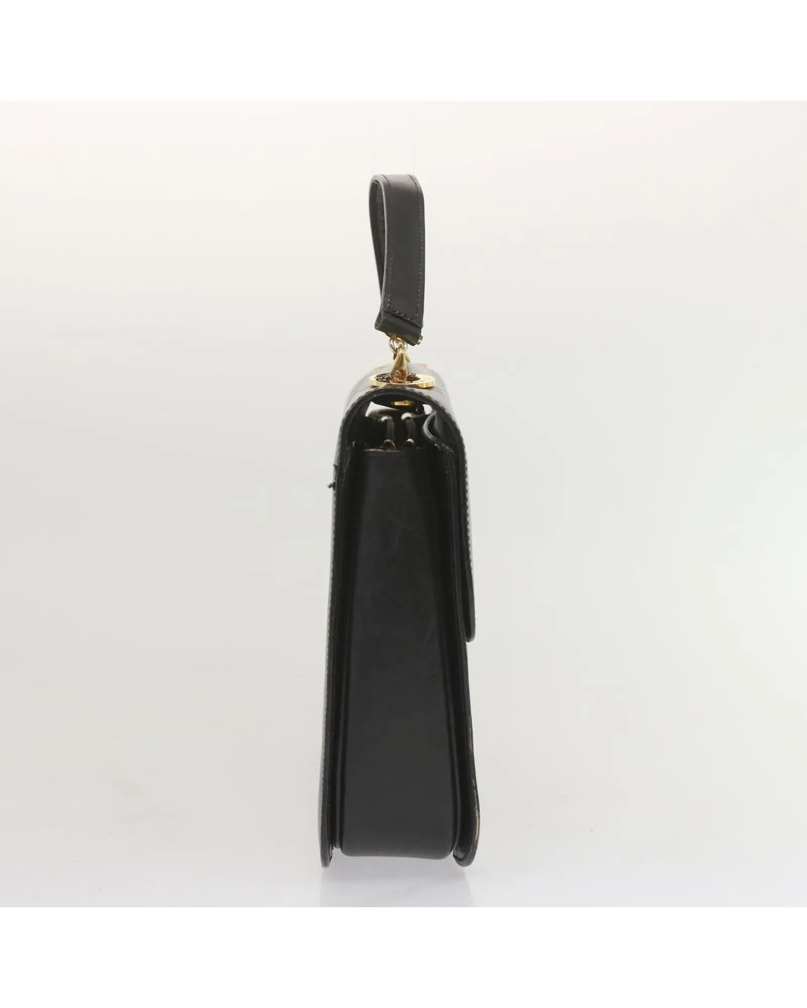 Leather Circle Hand Bag in Black by Celine