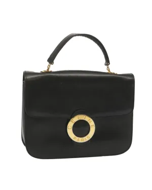 Leather Circle Hand Bag in Black by Celine