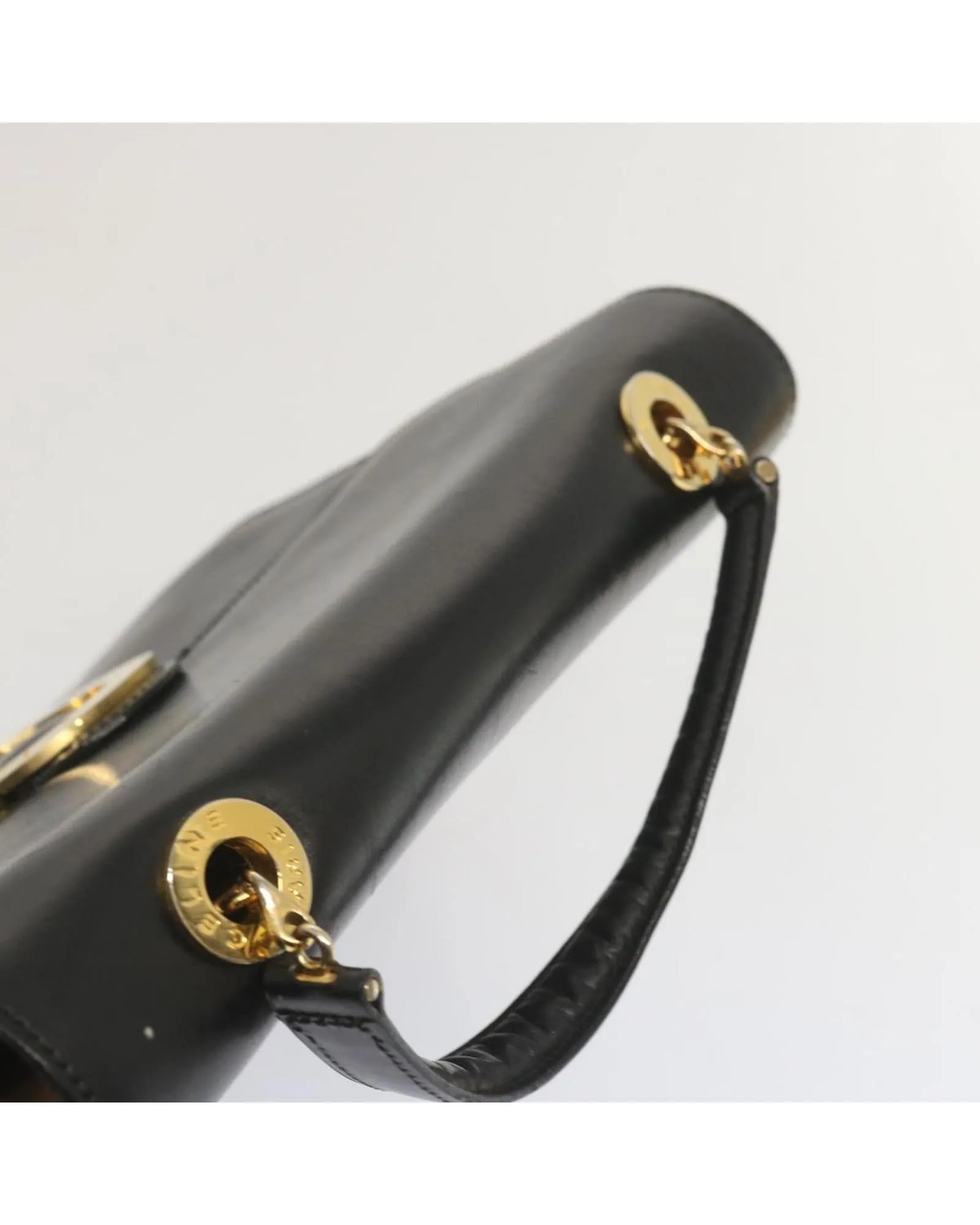 Leather Circle Hand Bag in Black by Celine