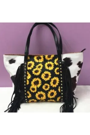 Leopard cow animal flower printed bag