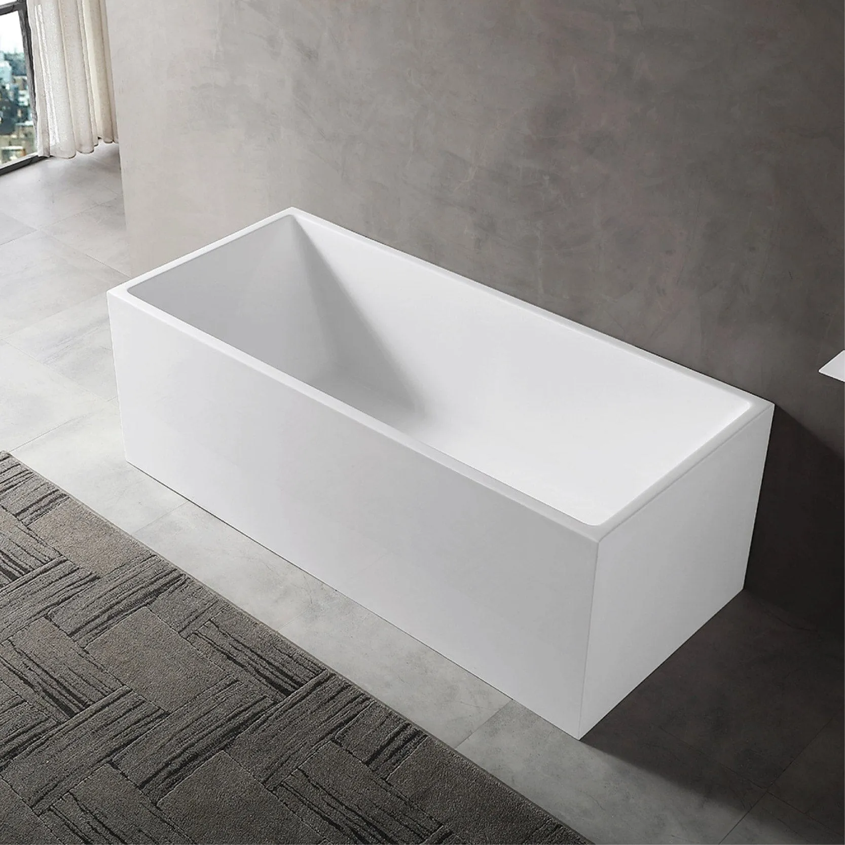 LEX 1300mm Square Freestanding Bath Gloss White