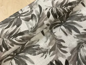 Linen Look Grey Watercolour Leaves