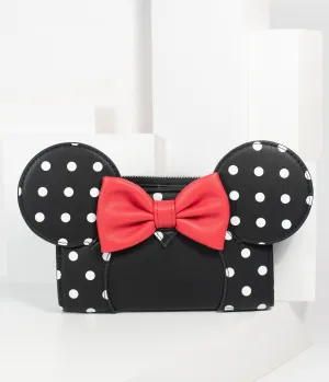 Loungefly Black Polka Dot Leatherette Minnie Mouse Wallet