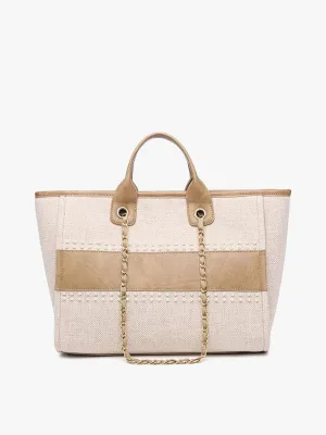M2044STRP Kristina Stripe Satchel w/ Chain Strap