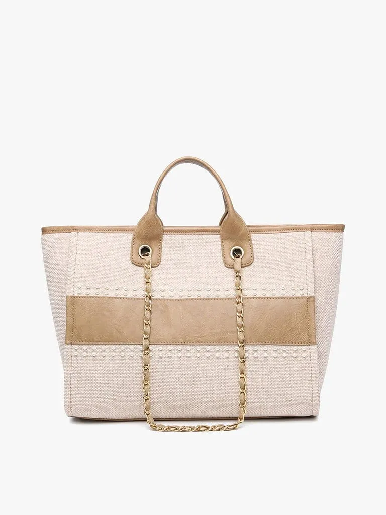 M2044STRP Kristina Stripe Satchel w/ Chain Strap