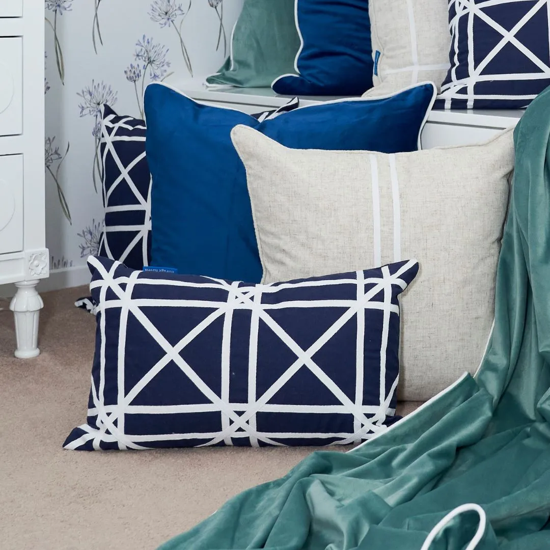 Mirage Haven Zara Braids Crosses Dark Blue 30x50cm Cushion Cover