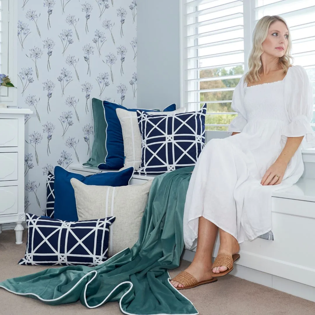 Mirage Haven Zara Braids Crosses Dark Blue 30x50cm Cushion Cover