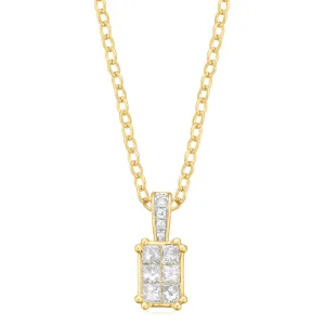 New York 14ct Yellow Gold with Princess Cut 1/3 CARAT tw Diamond Pendant