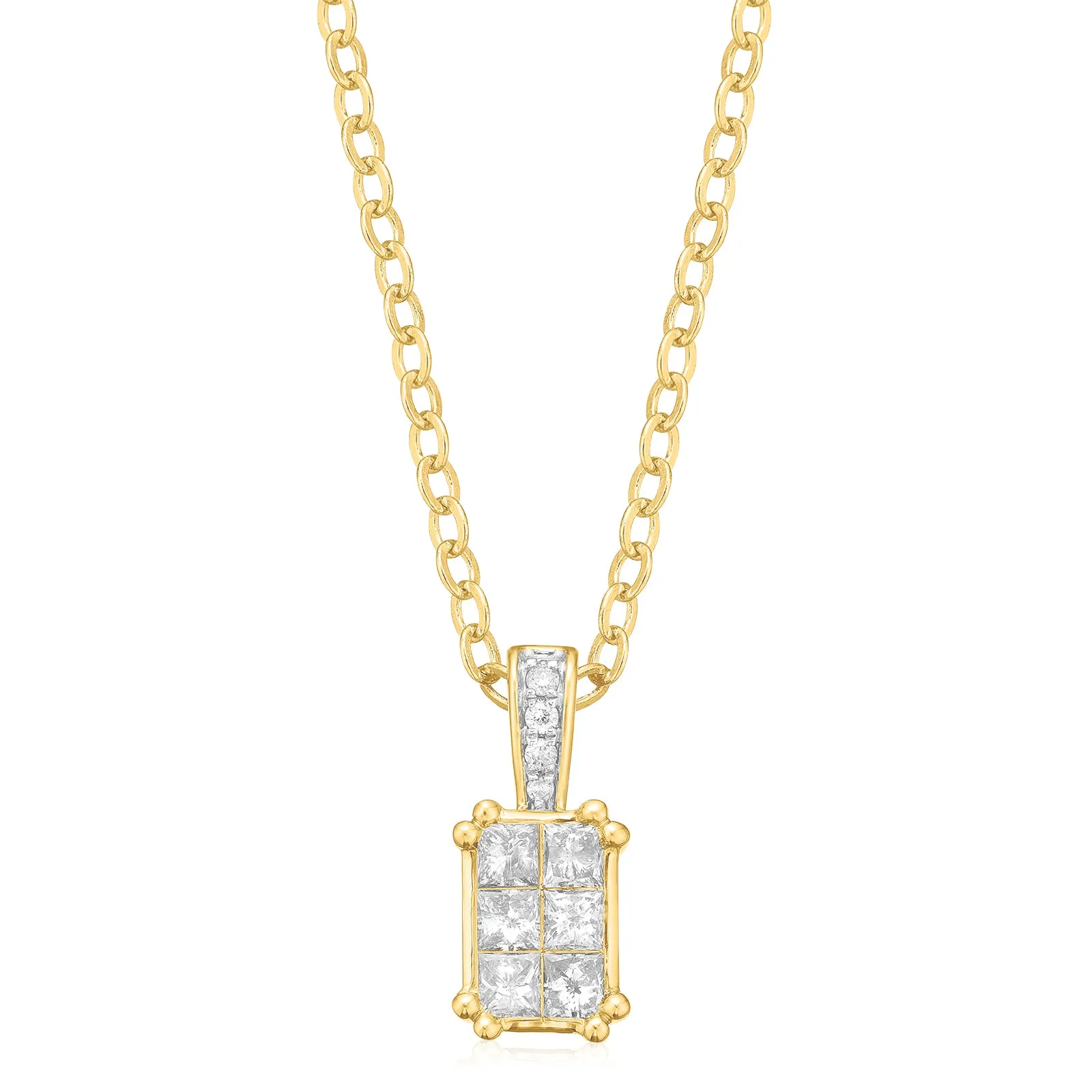 New York 14ct Yellow Gold with Princess Cut 1/3 CARAT tw Diamond Pendant