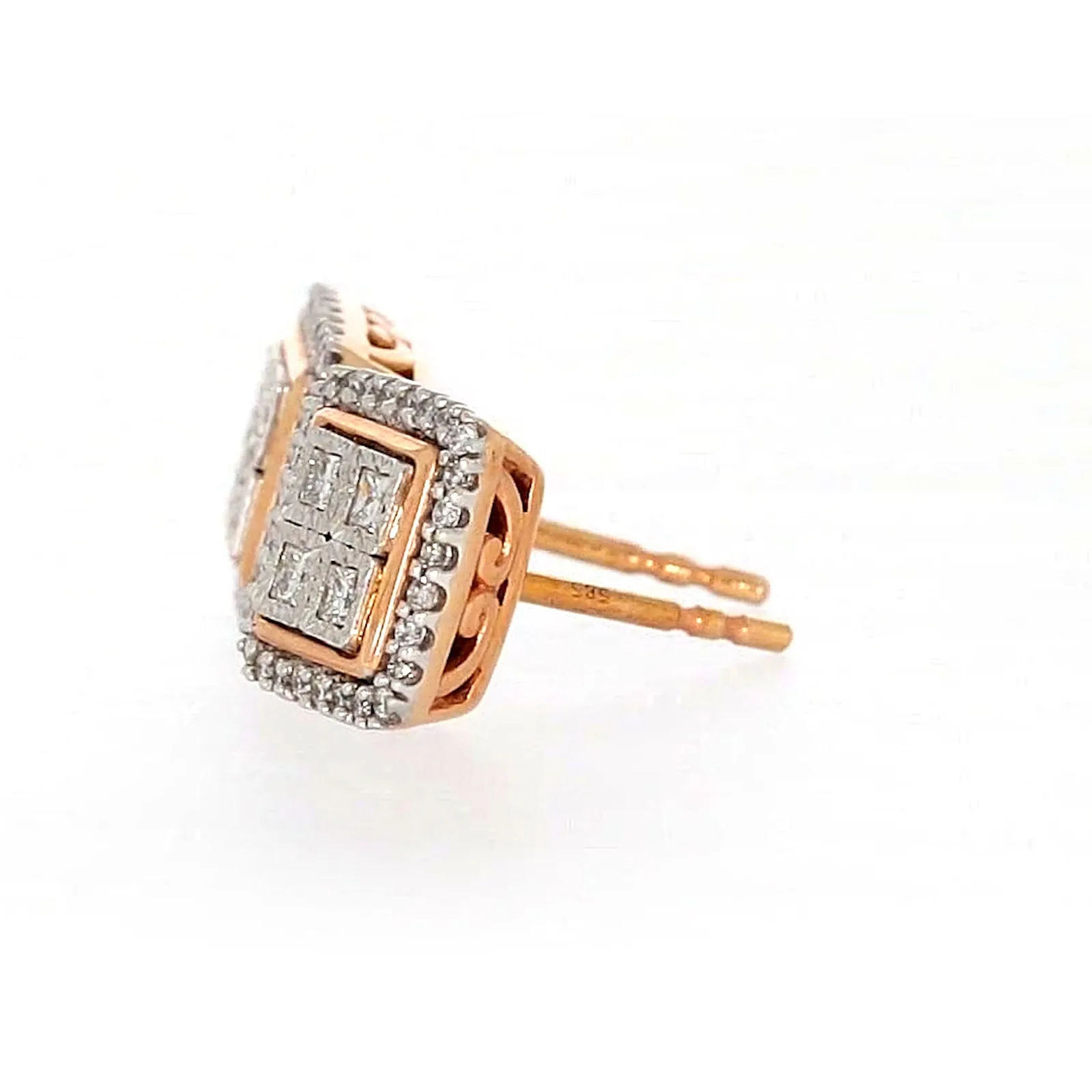 New York Princess Cut with 1/3 CARAT tw of Diamonds  Stud Earrings