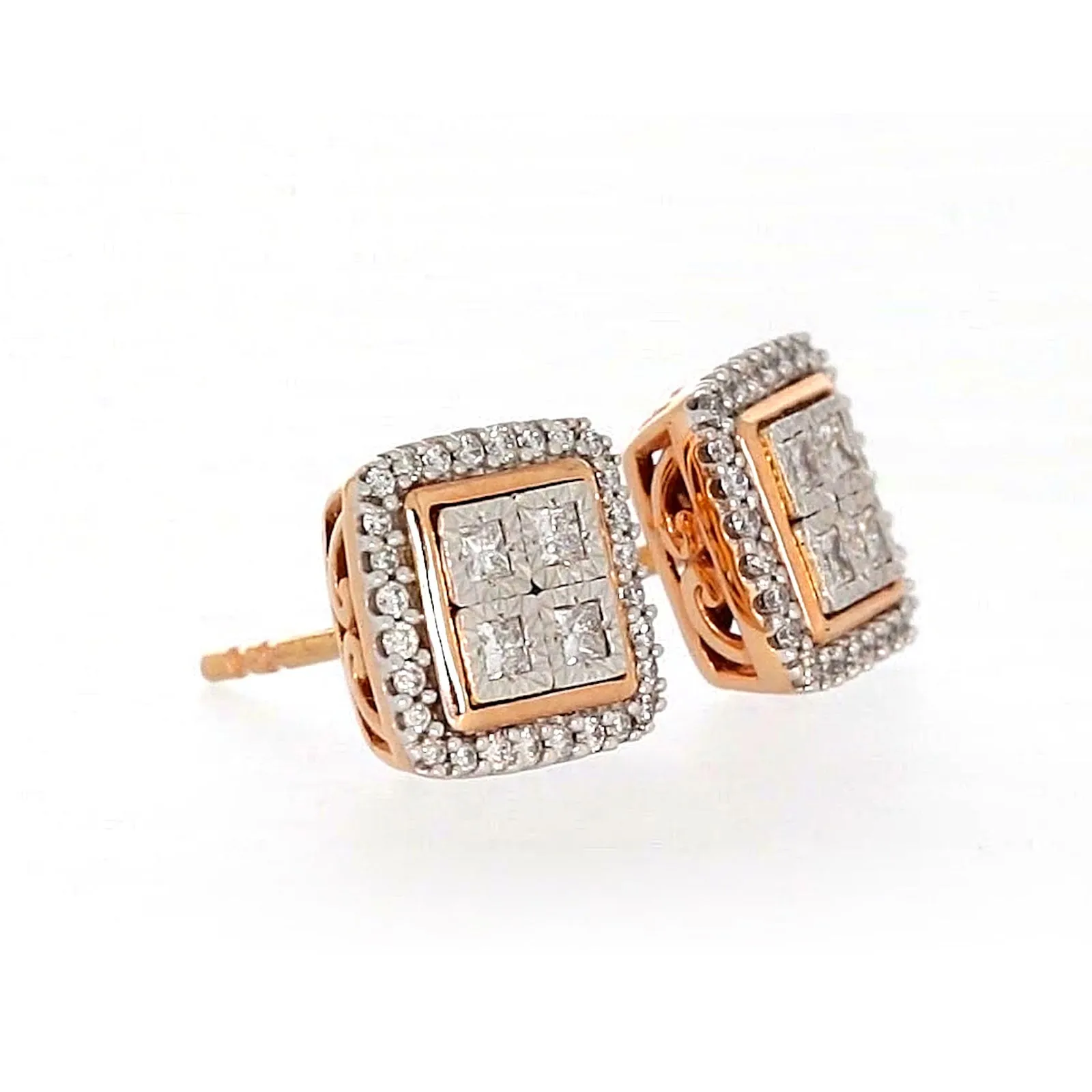 New York Princess Cut with 1/3 CARAT tw of Diamonds  Stud Earrings