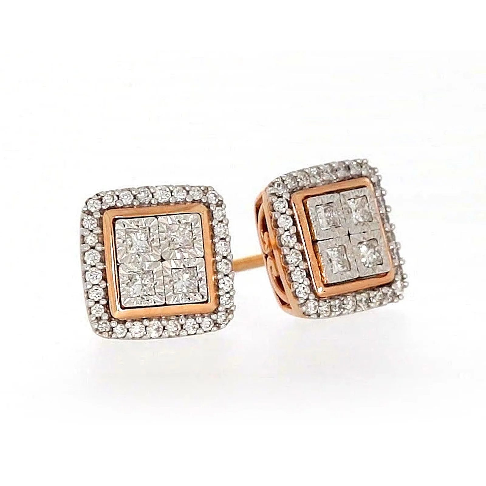 New York Princess Cut with 1/3 CARAT tw of Diamonds  Stud Earrings