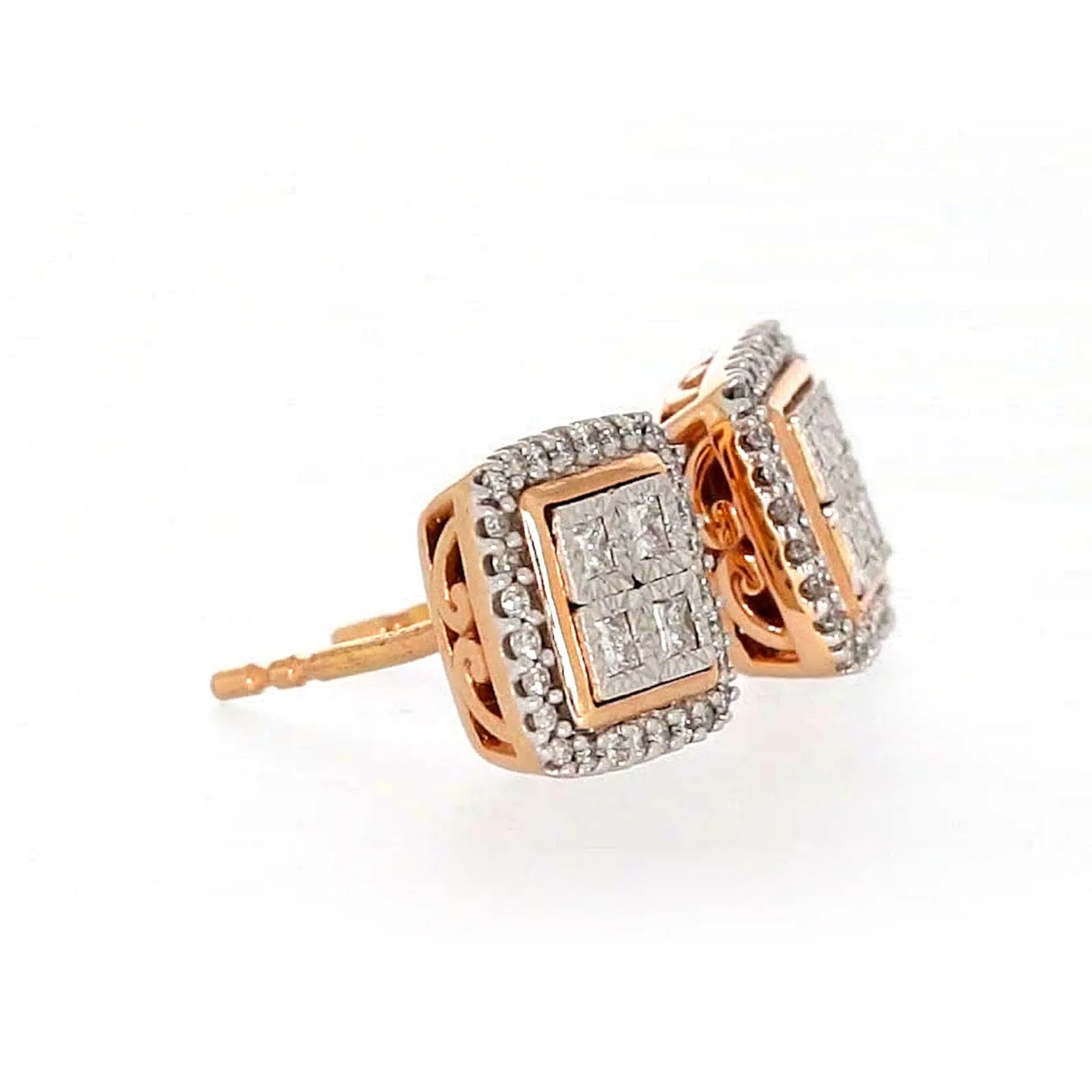 New York Princess Cut with 1/3 CARAT tw of Diamonds  Stud Earrings