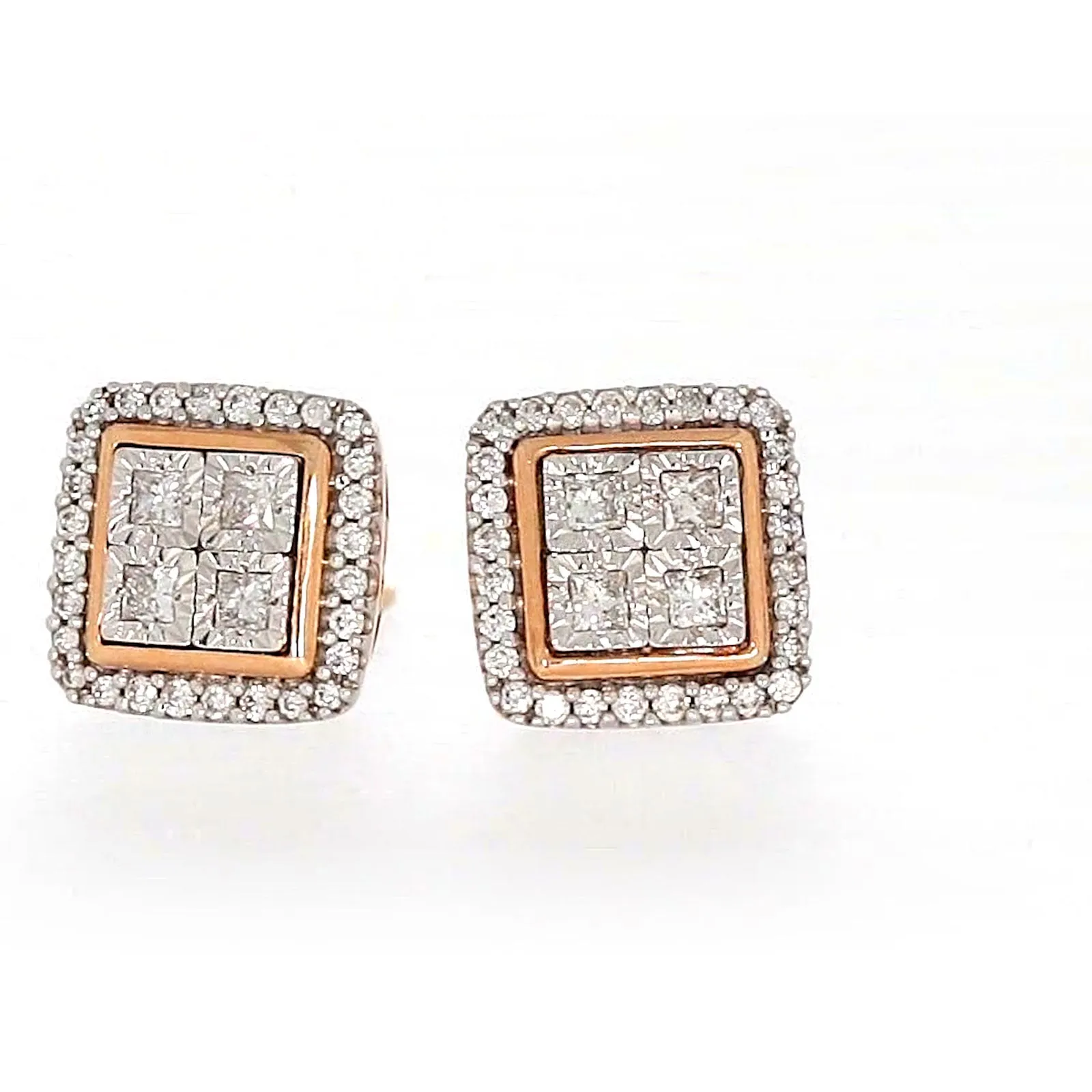 New York Princess Cut with 1/3 CARAT tw of Diamonds  Stud Earrings