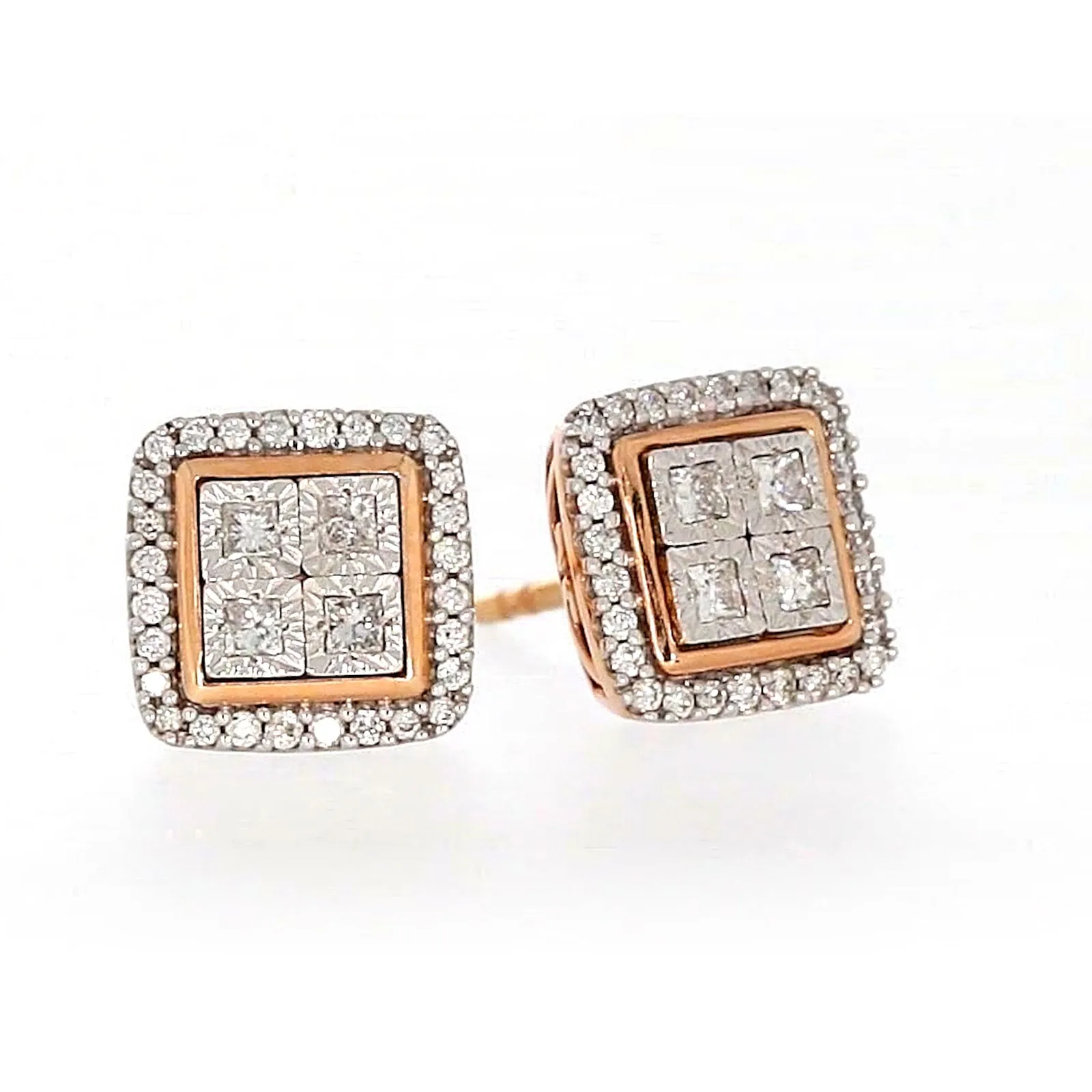 New York Princess Cut with 1/3 CARAT tw of Diamonds  Stud Earrings