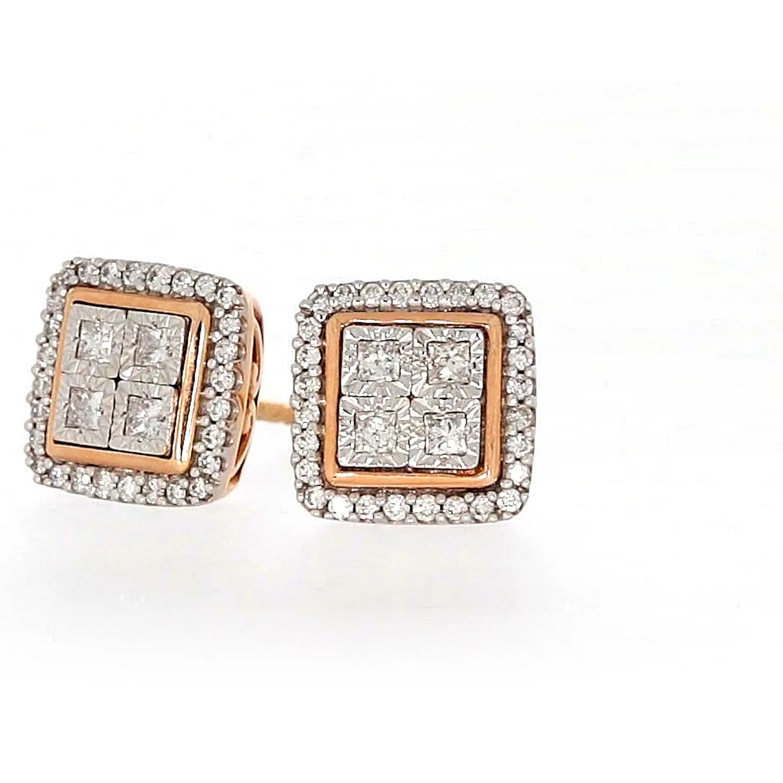 New York Princess Cut with 1/3 CARAT tw of Diamonds  Stud Earrings