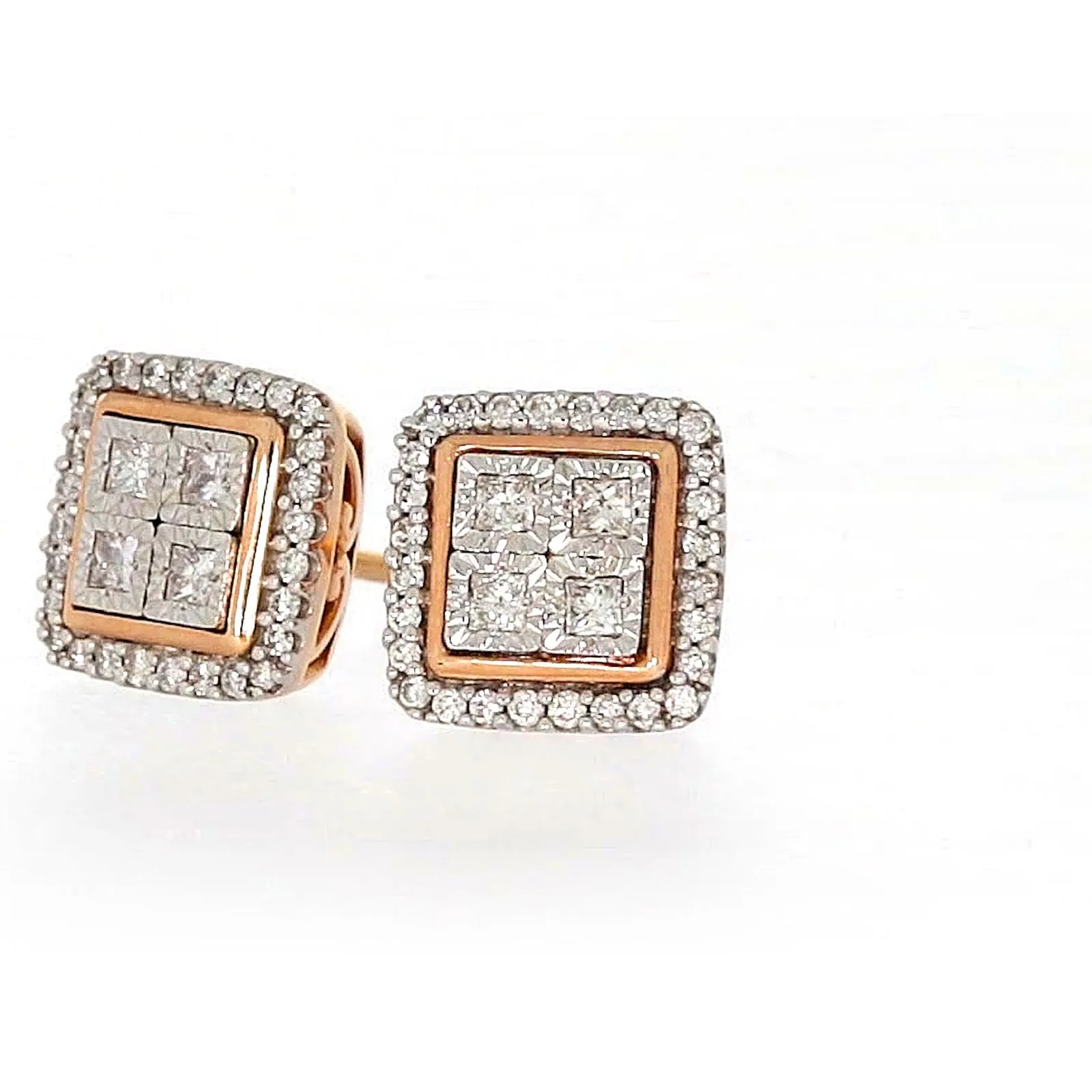 New York Princess Cut with 1/3 CARAT tw of Diamonds  Stud Earrings