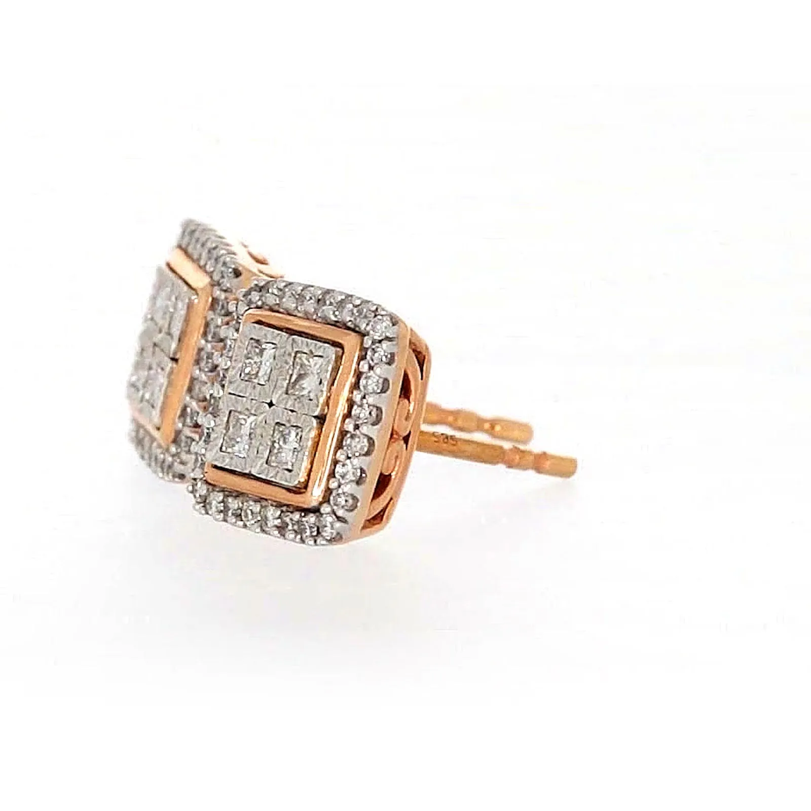 New York Princess Cut with 1/3 CARAT tw of Diamonds  Stud Earrings