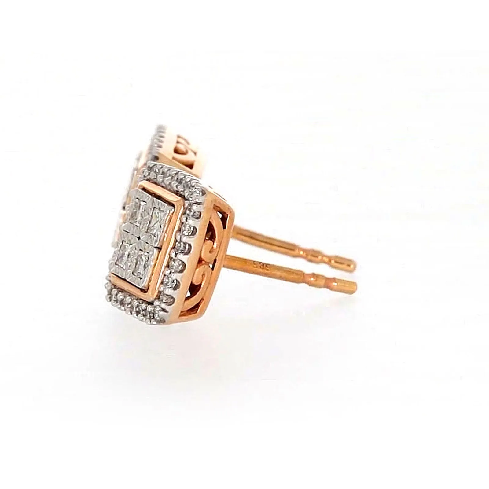 New York Princess Cut with 1/3 CARAT tw of Diamonds  Stud Earrings