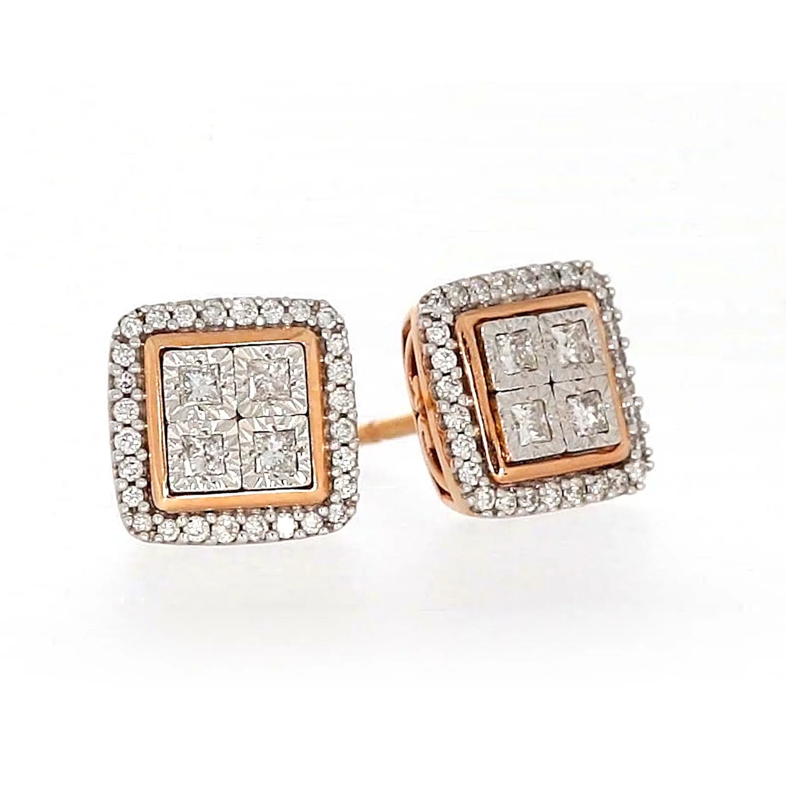 New York Princess Cut with 1/3 CARAT tw of Diamonds  Stud Earrings