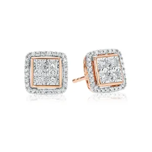 New York Princess Cut with 1/3 CARAT tw of Diamonds  Stud Earrings