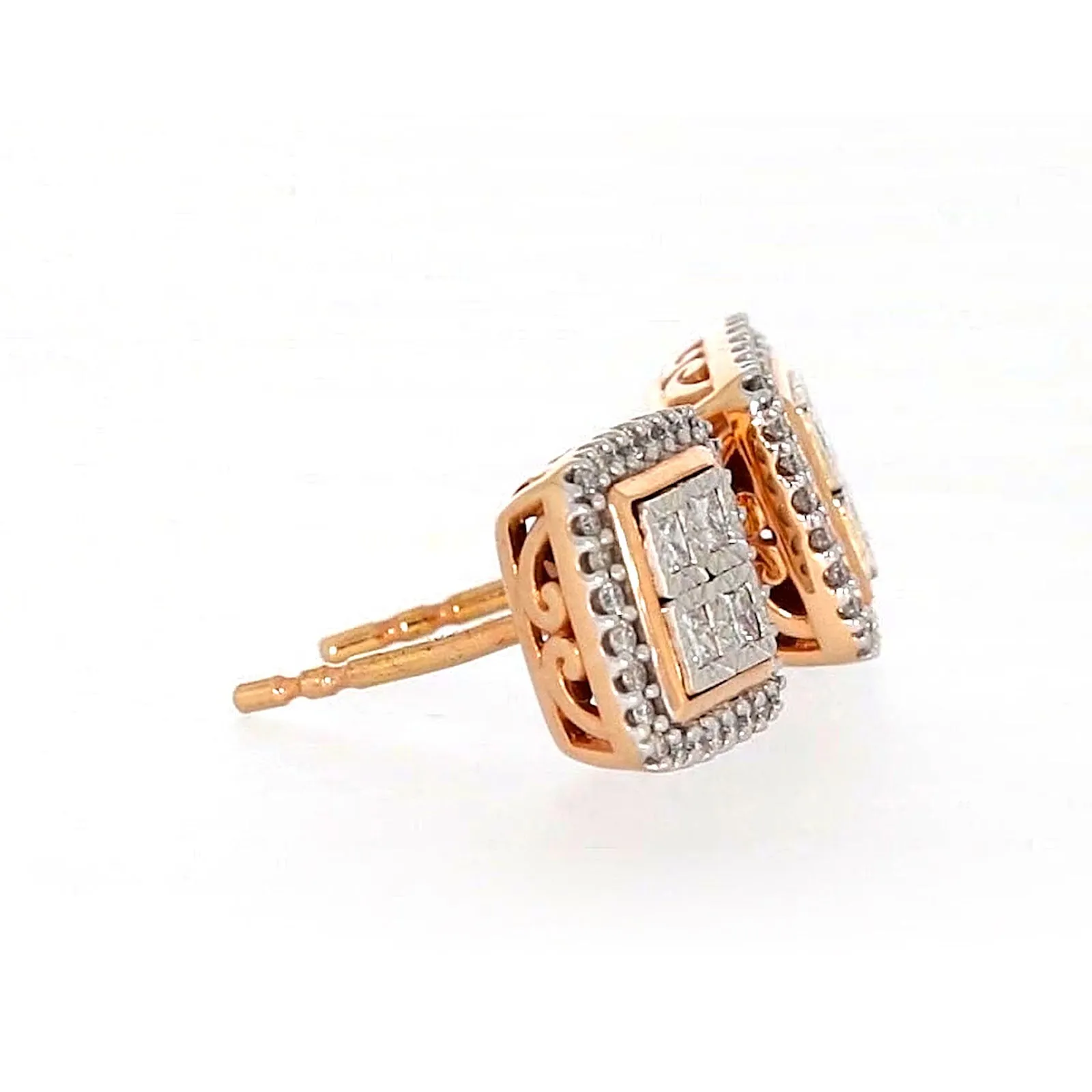 New York Princess Cut with 1/3 CARAT tw of Diamonds  Stud Earrings