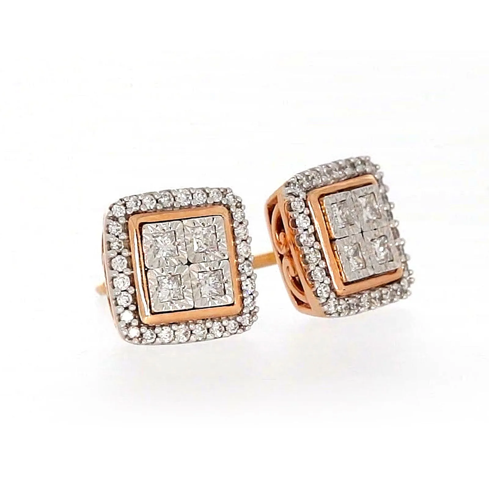 New York Princess Cut with 1/3 CARAT tw of Diamonds  Stud Earrings