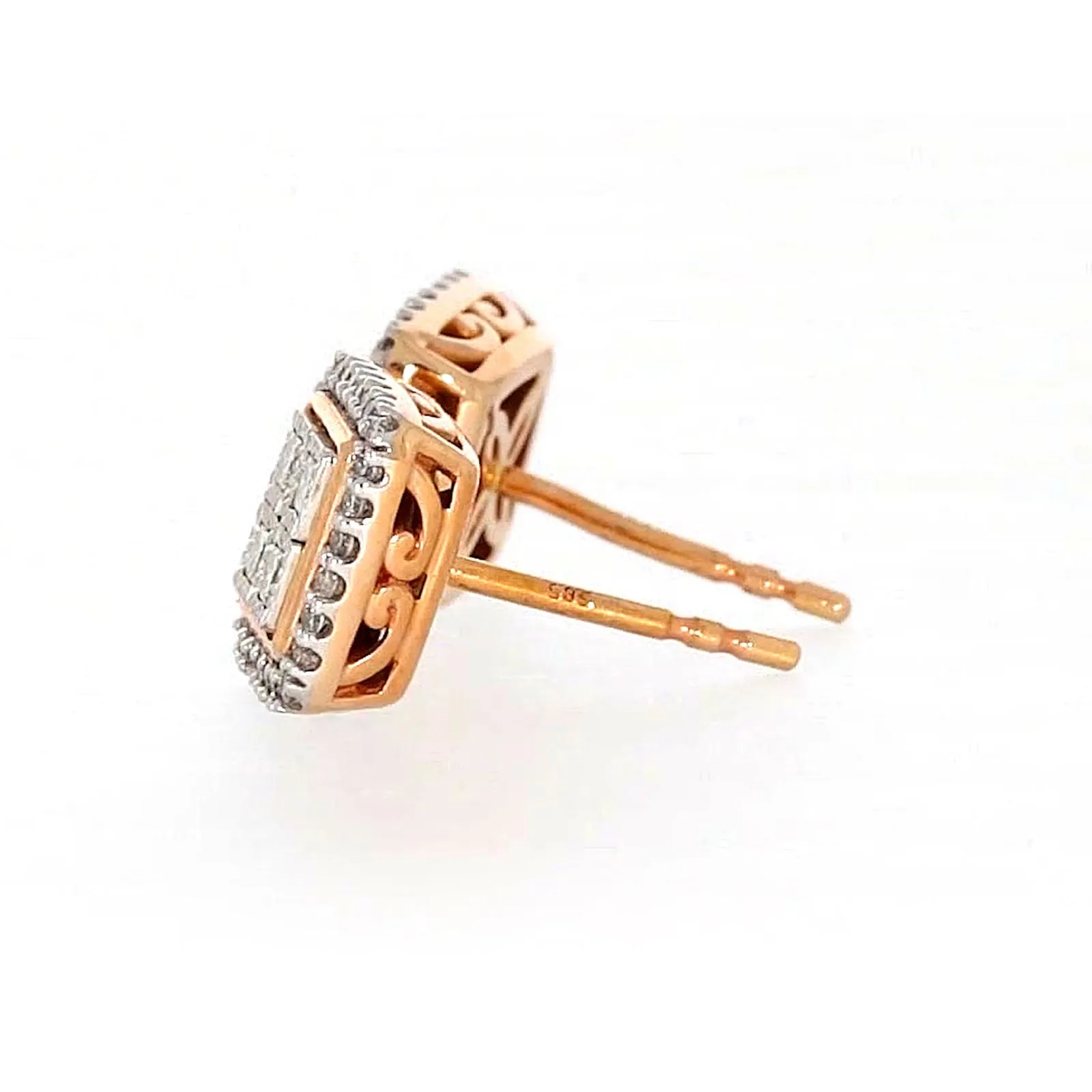 New York Princess Cut with 1/3 CARAT tw of Diamonds  Stud Earrings