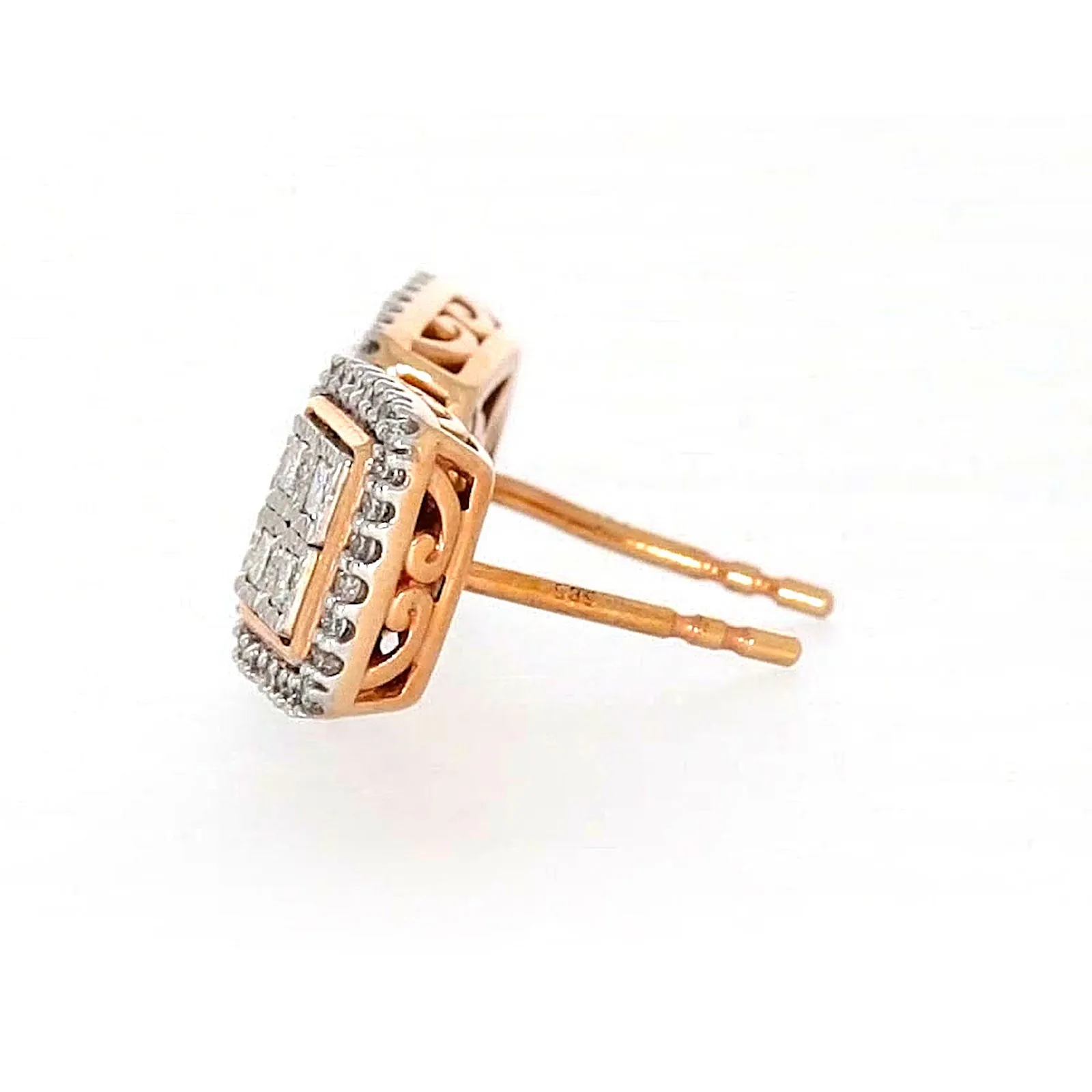 New York Princess Cut with 1/3 CARAT tw of Diamonds  Stud Earrings