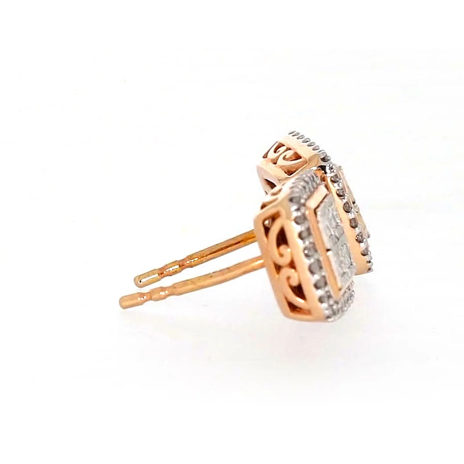 New York Princess Cut with 1/3 CARAT tw of Diamonds  Stud Earrings