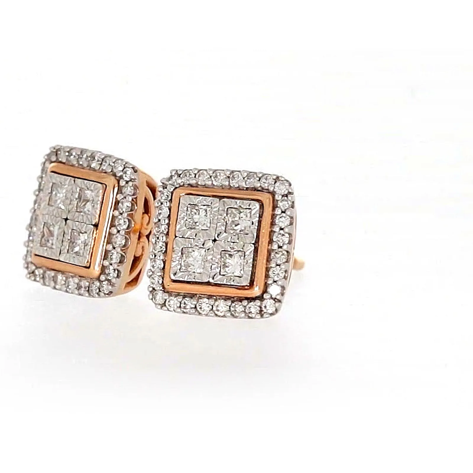 New York Princess Cut with 1/3 CARAT tw of Diamonds  Stud Earrings