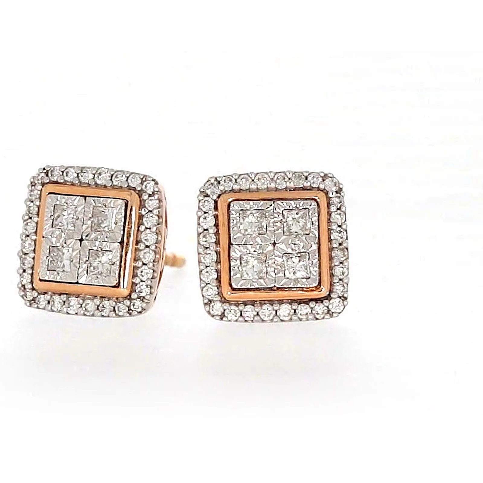 New York Princess Cut with 1/3 CARAT tw of Diamonds  Stud Earrings