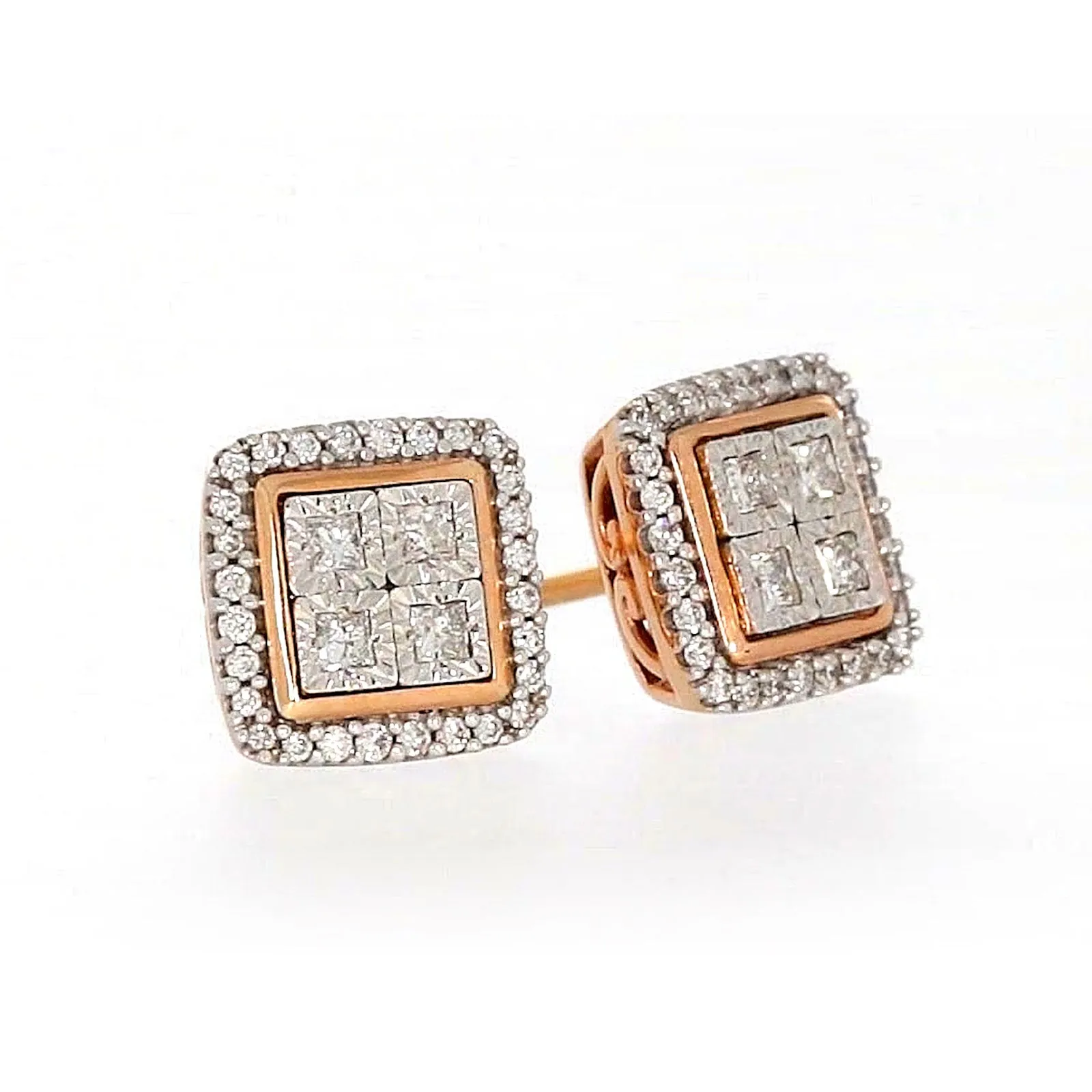 New York Princess Cut with 1/3 CARAT tw of Diamonds  Stud Earrings