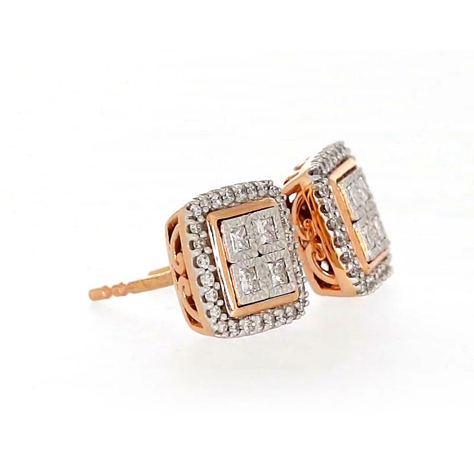 New York Princess Cut with 1/3 CARAT tw of Diamonds  Stud Earrings