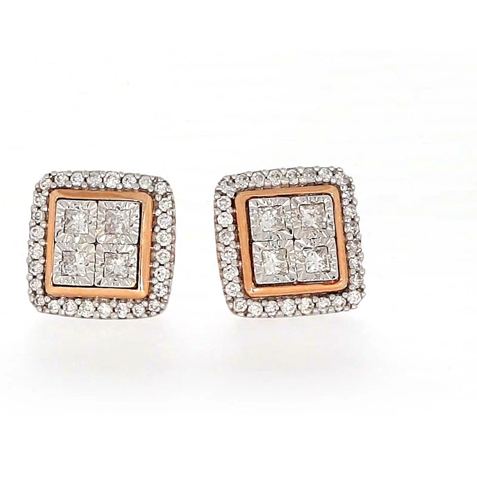 New York Princess Cut with 1/3 CARAT tw of Diamonds  Stud Earrings