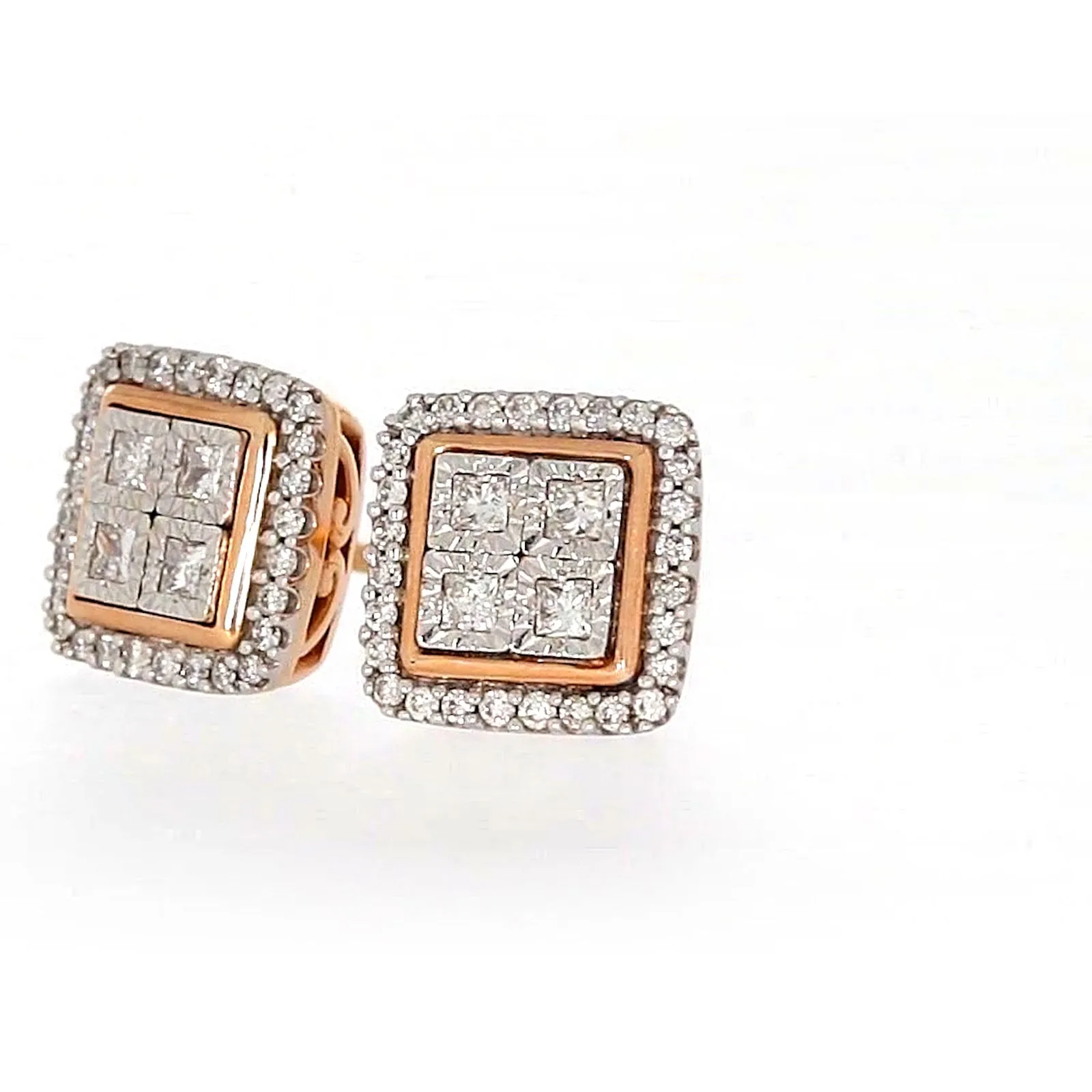 New York Princess Cut with 1/3 CARAT tw of Diamonds  Stud Earrings