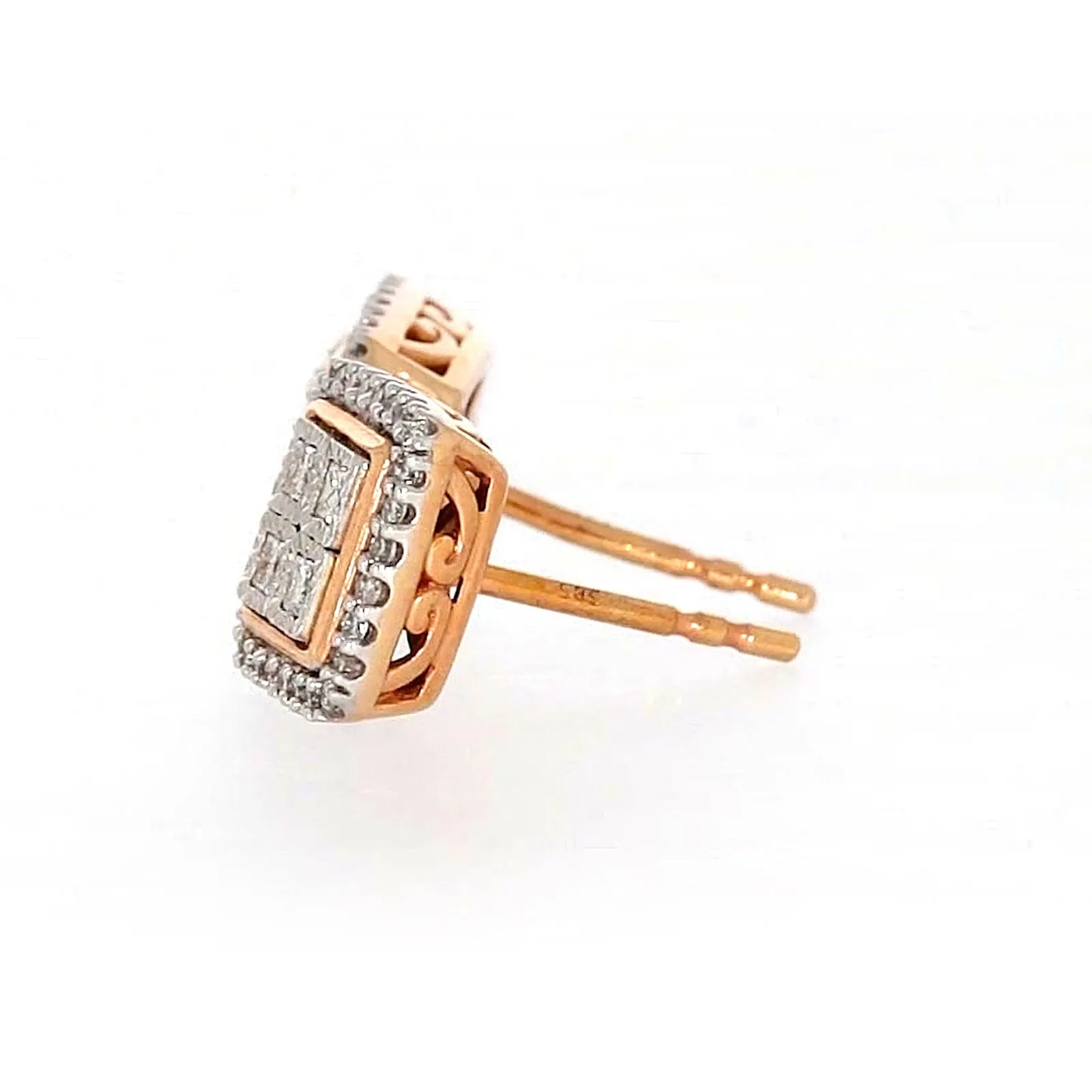 New York Princess Cut with 1/3 CARAT tw of Diamonds  Stud Earrings