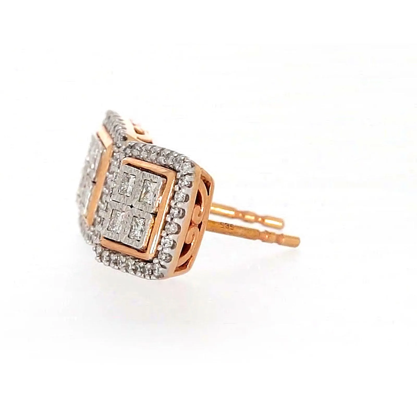 New York Princess Cut with 1/3 CARAT tw of Diamonds  Stud Earrings