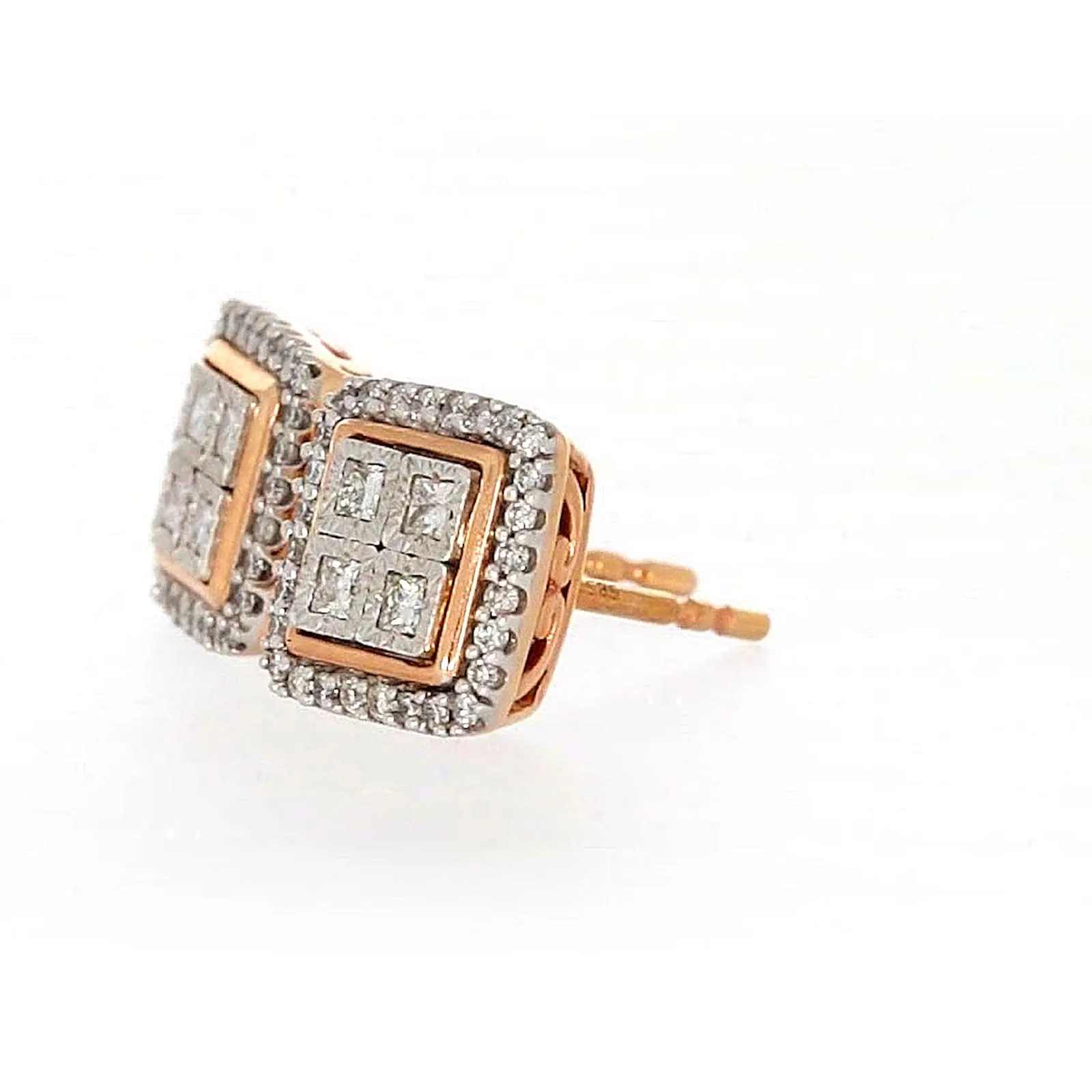 New York Princess Cut with 1/3 CARAT tw of Diamonds  Stud Earrings