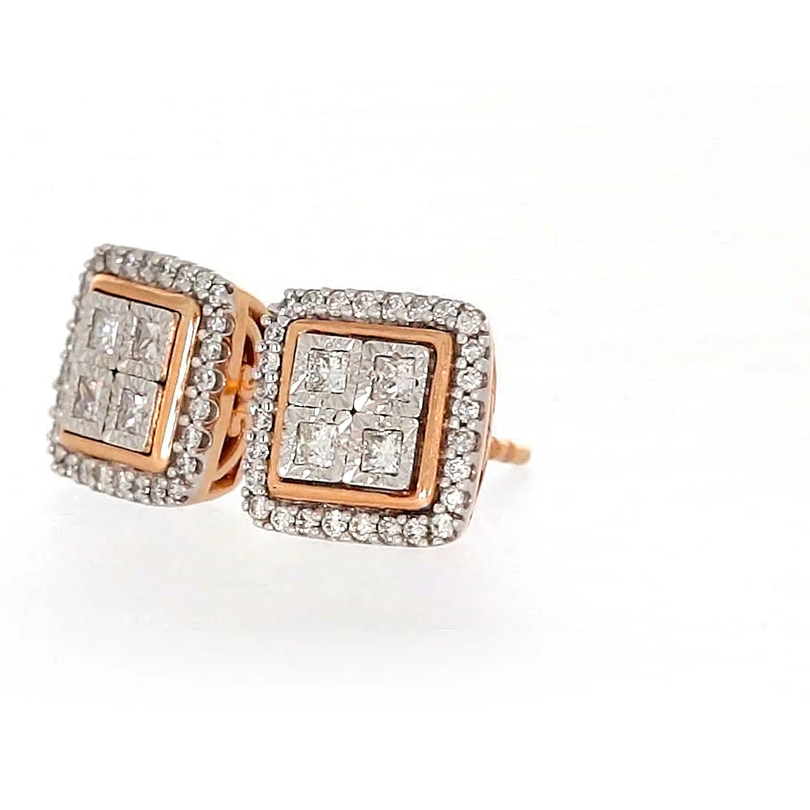 New York Princess Cut with 1/3 CARAT tw of Diamonds  Stud Earrings